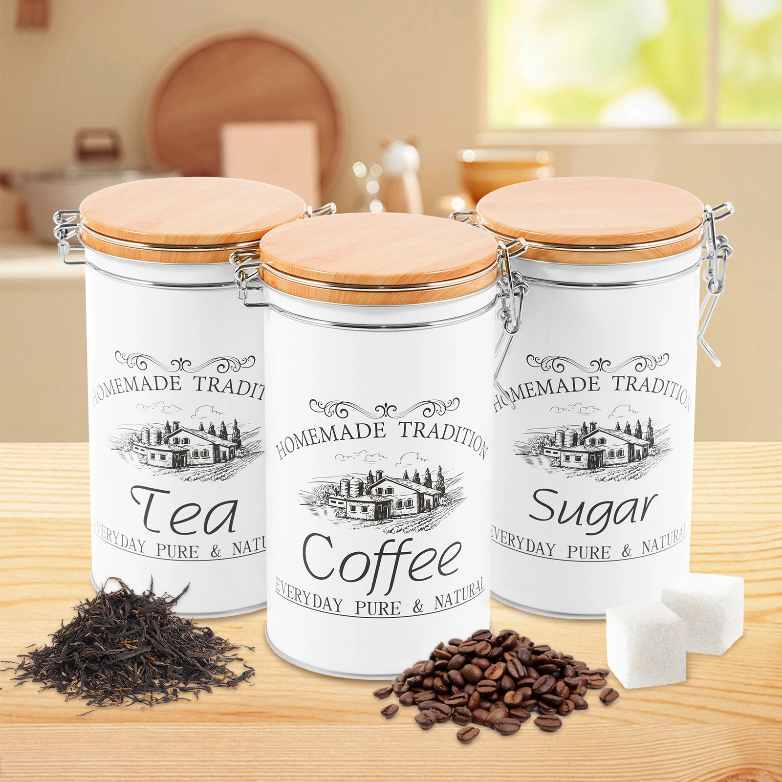 3 шт./компл., канистры для чая – обзор и цена Coffee Tea Sugar Canister Set