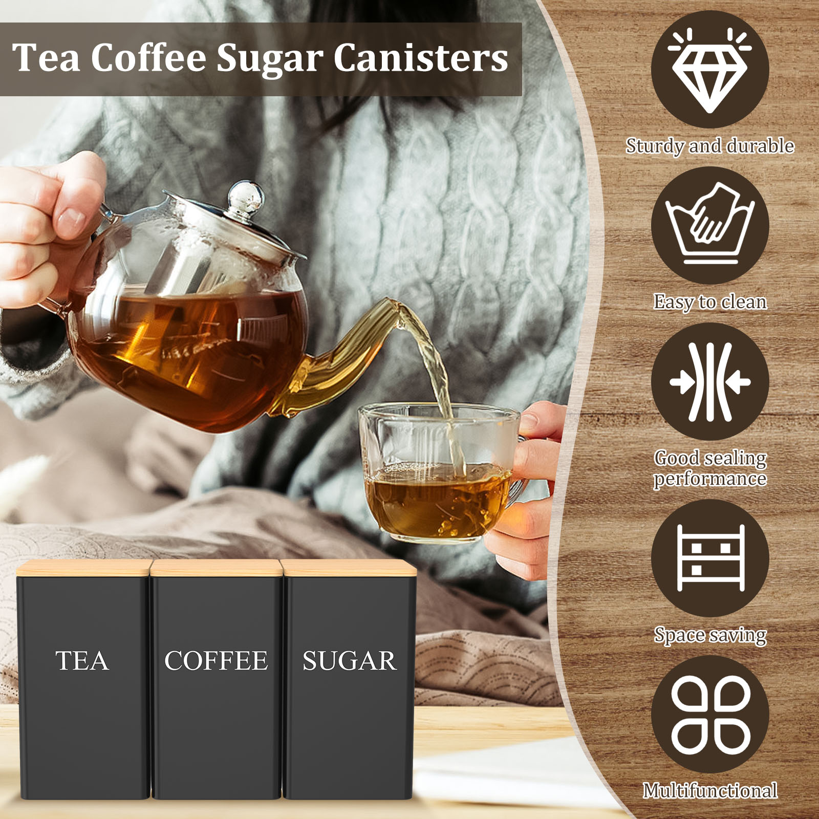 Баночка для хранения кофейных  – обзор и цена Coffee Tea Sugar Canister Set